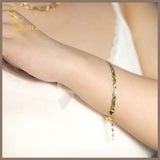 18K Real Gold Braided Blade Bracelet 6.5-7.5”