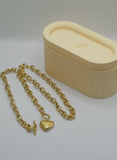 Gold Heart Toggle Chain Necklace – Premium Stainless Steel