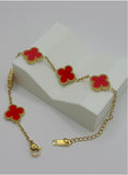 Crimson Clover Bracelet – Premium Gold-Plated Stainless Steel | Adjustable Fit
