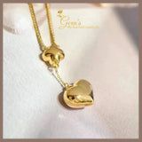 18K Real Gold Ball or Heart  Necklace 16-18”