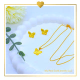 18K Real Gold  Butterfly Set of Earrings and Necklace 18”