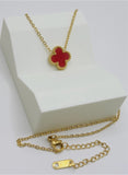 Crimson Clover Necklace – Premium Gold-Plated Stainless Steel | 16”+ 2”Extender