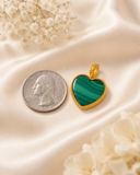 18K Gold Green Malachite Heart Pendant