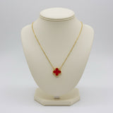 Crimson Clover Necklace – Premium Gold-Plated Stainless Steel | 16”+ 2”Extender