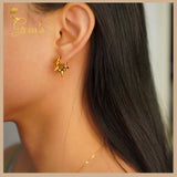 18K Real Gold Huggie Beads Earrings