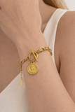 Premium Stainless Steel Layered Coin Toggle Bracelet - 6.5” + 2” Extender