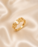 18K Real Gold Geometric Link Ring – Size 7.5