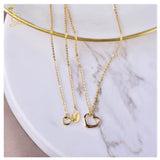 18K Real Gold Heart  Necklace 16-18”