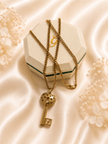 18K Real Gold Heart Key Pendant Necklace | 22 Inches