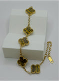 Tiger Gold Clover Bracelet – Premium Gold-Plated Stainless Steel | Adjustable 6” + 2” Extender