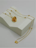 18K Real Gold Textured Heart Necklace