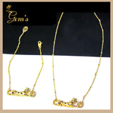 Brazilian Gold Jewelry Leopard Necklace Bracelet Set 21k Gold Plated Copper Dubai Saudi