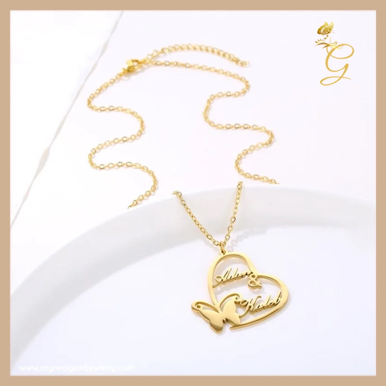 Heart Shaped Stainless Steel Photo Necklace Engraved Name Pendant