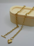 Gold Heart Toggle Chain Necklace – Premium Stainless Steel