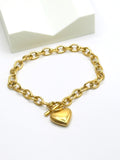 Gold Stainless Steel Heart Toggle Bracelet