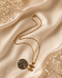18K Real Gold Double C Pendant Necklace | 16 Inches | 750 Stamped