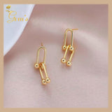 18K Real Gold Hardware Drop Earrings 2 layer’s