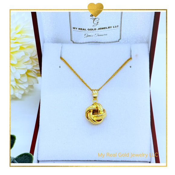 18K Real Gold Knot Necklace 18”