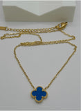 Blue Clover Gold Premium Stainless Steel  Necklace – 16” + 2” Extender | 18K Gold Plated