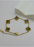 Tiger Gold Clover Bracelet – Premium Gold-Plated Stainless Steel | Adjustable 6” + 2” Extender