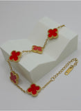 Crimson Clover Bracelet – Premium Gold-Plated Stainless Steel | Adjustable Fit