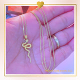 18K Real Gold Snake Necklace 18”