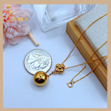 18K Real Gold Ball Necklace 18”