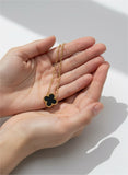 Black Clover Pendant Necklace – Premium Gold Plated Stainless Steel – 16” + 2” Extender