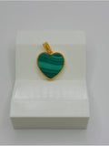 18K Gold Green Malachite Heart Pendant
