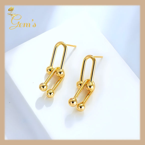 18K Real Gold Hardware Drop Earrings 2 layer’s