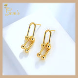 18K Real Gold Hardware Drop Earrings 2 layer’s