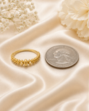 18K Real Gold Beaded Band Ring – Size 5