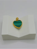 18K Gold Green Malachite Heart Pendant
