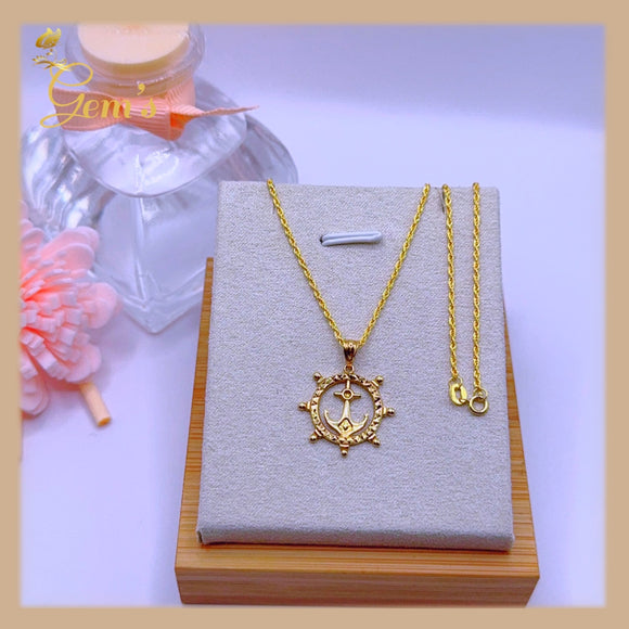 18K Real Gold Anchor Necklace 18”