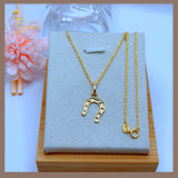 18K Real Gold Horse Shoe Necklace 18”