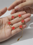 Crimson Clover Bracelet – Premium Gold-Plated Stainless Steel | Adjustable Fit