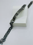 Personalized Black Stainless Steel ID Bracelet (Unisex)