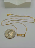 18K Solid Gold Minimal Link Bar Necklace – Adjustable 16–18”