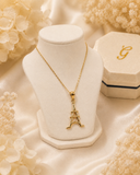 18K Real Gold Eiffel Tower Pendant Necklace 18 Inches Long