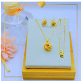 18K Real Gold Set of Love Knot Earrings and Necklace 18”