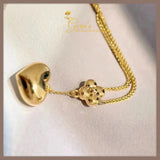 18K Real Gold Ball or Heart  Necklace 16-18”