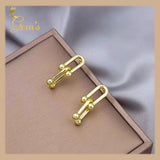 18K Real Gold Hardware Drop Earrings 2 layer’s