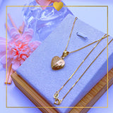 18K Real Gold Heart Necklace 18”