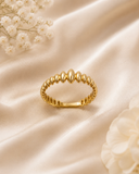 18K Real Gold Beaded Band Ring – Size 5