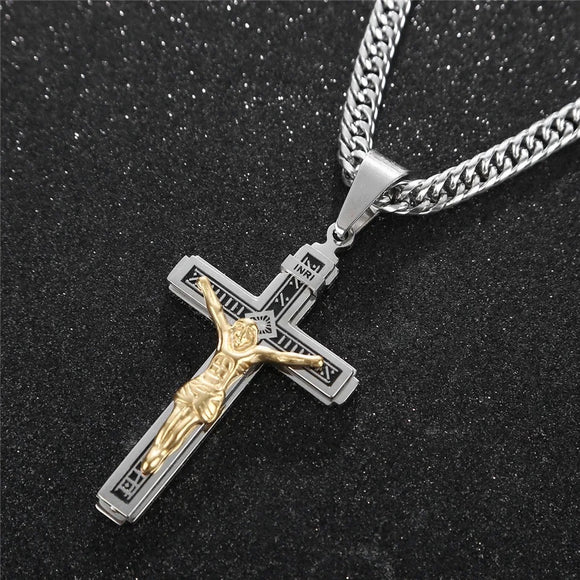High Quality Stainless Steel Pendant Multilayer Cross Christ Jesus Christ Crucifix Necklace Mascot Jewelry Lucky Symbol Gift