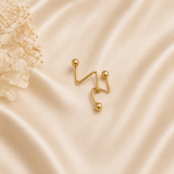 18K Real Gold Ball Climber Earrings