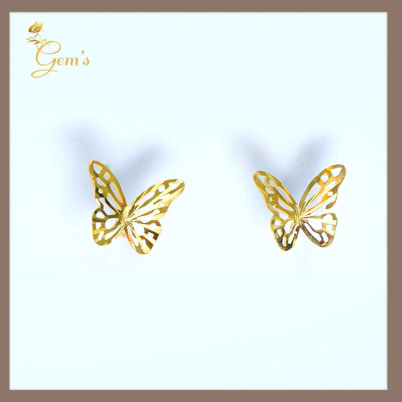 18K Real Gold Butterfly Earrings