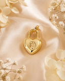 18K Real Gold Locked Heart Pendant
