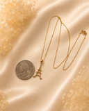 18K Real Gold Eiffel Tower Pendant Necklace – 18 Inches Long, 750 Stamped.