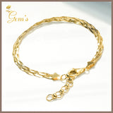 18K Real Gold Braided Blade Bracelet 6.5-7.5”